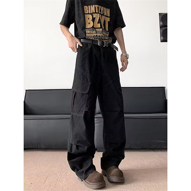 美式复古高端工装裤男夏季高级感潮牌痞帅cleanfit休闲宽松阔腿裤,男装工装外套,星座813-2