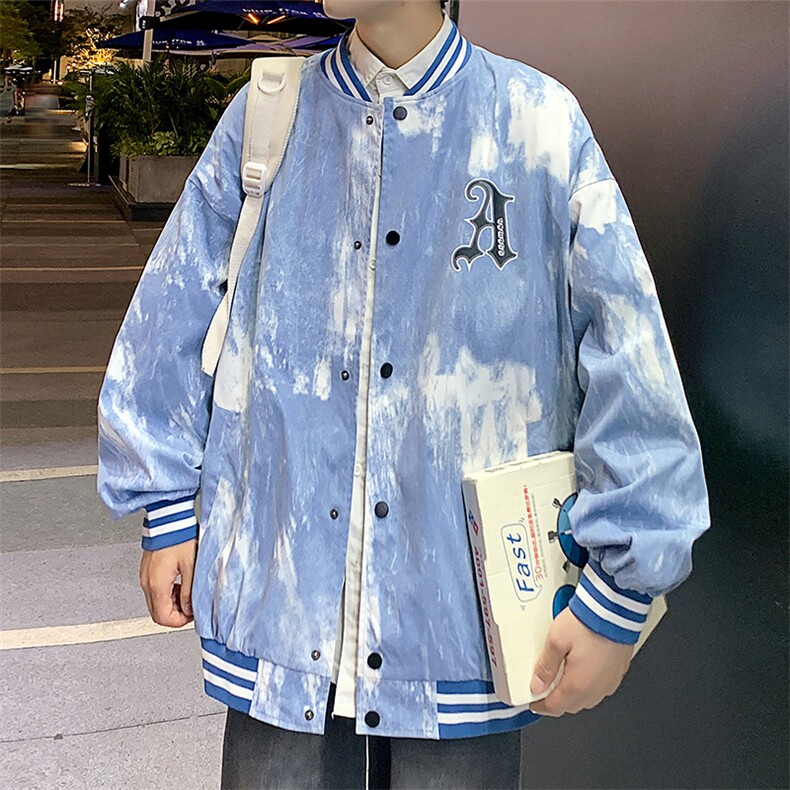 港风雾点棒球领百搭休闲宽松夹克外套男XZ214-8JK806P65,男装夹克,星座1204-3