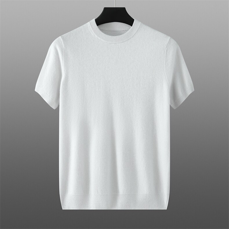 2025年秋季修身型日常圆领常规款短袖时尚百搭，男装T恤，溪贝羊绒