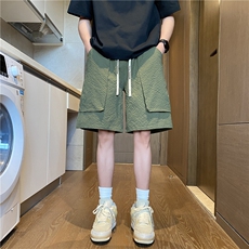 夏季新款工装大口袋设计感宽松泡泡格短裤B315-K25551-特p25控48，男装牛仔裤，电商B315