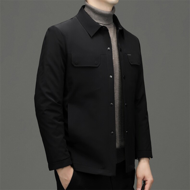 CXY202钱塘2020-2中年男士翻领纯色百搭简约冬季厚款羽绒服P195,男装羽绒服,钱塘207-2