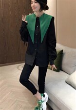 拼色领衬衫，女装衬衫，尚+