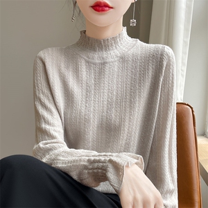 2025春季新款质感小香风甜美蕾丝打底衫女超洋气木耳边针织衫内搭图片