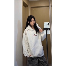 美式重磅刺绣卫衣男女秋冬季连帽上衣叠穿高级感情侣外套，女装短外套，星座506A