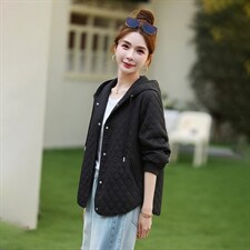 提花短外套女春秋百搭连帽上衣，女装短外套，芙芮