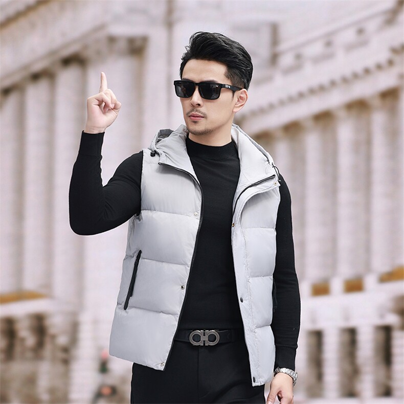 冬季轻薄羽绒马甲男外套2026年新款高端连帽保暖羽绒服潮服马夹,男装羽绒服,钱塘6003（原4033）