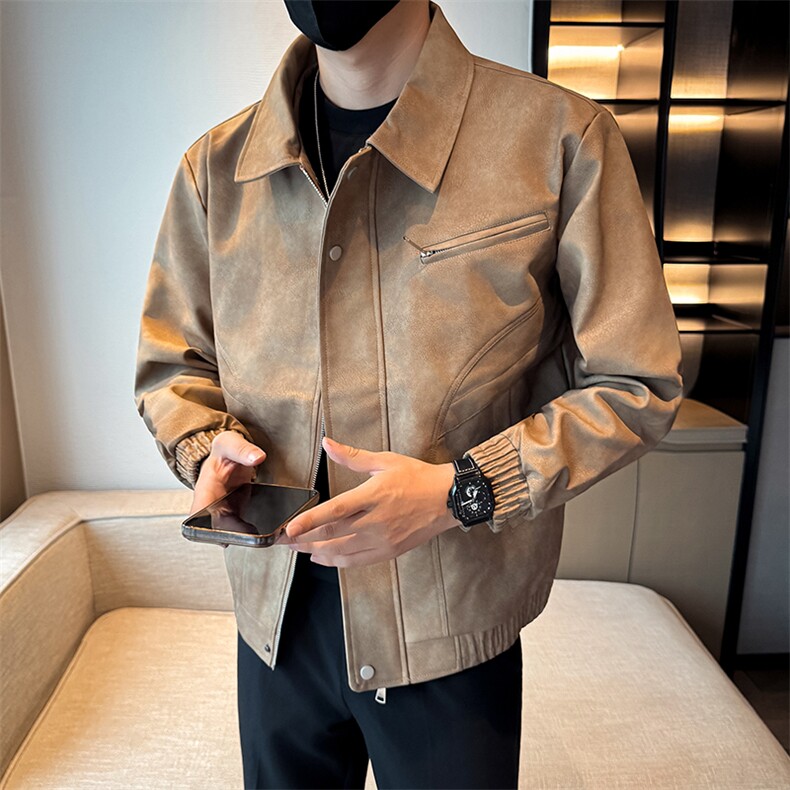 潮流皮衣外套男春秋季复古百搭拉链宽松机车服pu皮夹克潮JK2590,男装夹克,星座301B-1
