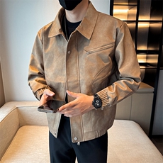 潮流皮衣外套男春秋季复古百搭拉链宽松机车服pu皮夹克潮JK2590，男装夹克，星座301B-1