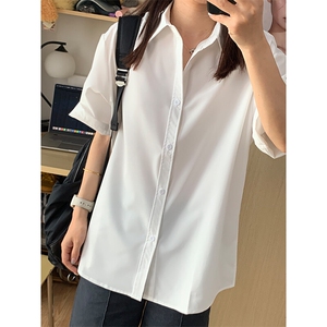 薄款冰丝短袖衬衫男简约纯色垂感休闲痞帅衬衣 CS288-P20图片