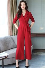 连体裤通勤中腰长裤连衣裤韩版百搭纯色时尚气质潮流2021年春季，女装连体裤，贵人树