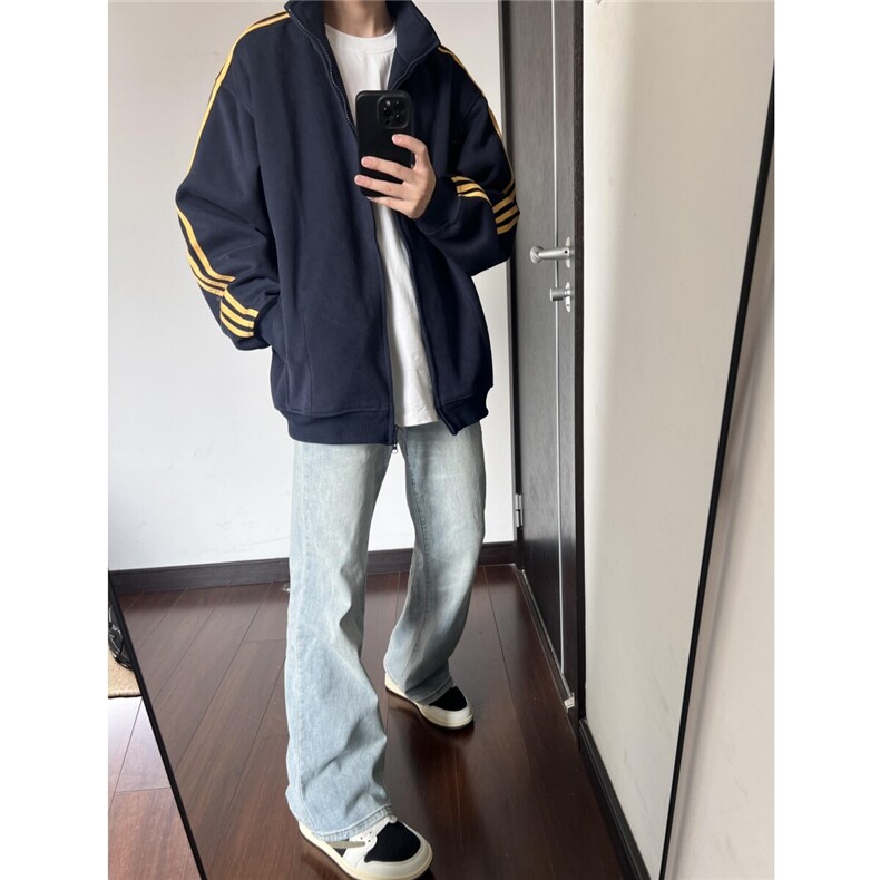 现货三条杠卫衣男女高级感开衫宽松慵懒风外套807-3-WY18-P48,女装短外套,星座807-3