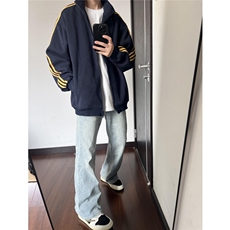 现货三条杠卫衣男女高级感开衫宽松慵懒风外套807-3-WY18-P48，女装短外套，星座807-3