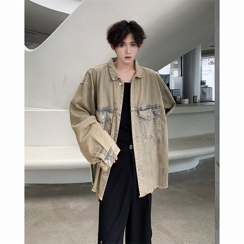 水洗复古废土风牛仔外套男春秋季美式复古设计感小众宽松短款夹克，男装工装外套，星座505-2（原电商A260-1)