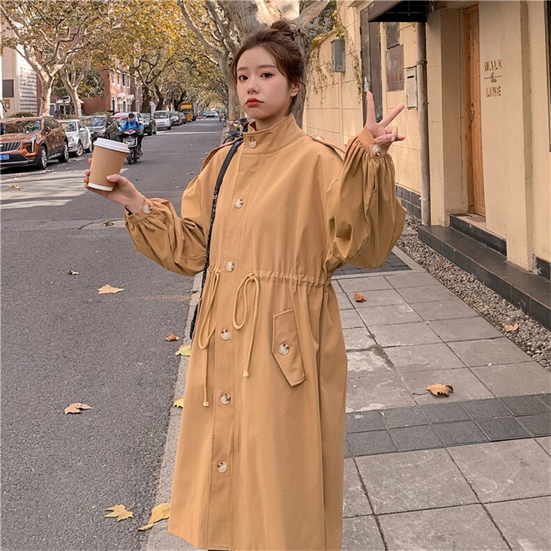 2021春秋装新款大货已出纯色风衣外套163-C05-P115-控168，女装风衣，拾菱