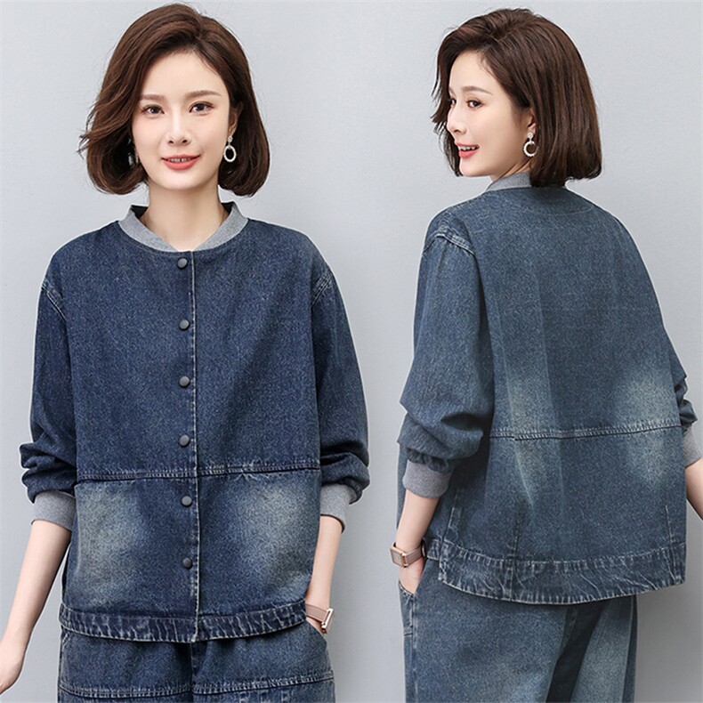 今年流行时尚小个子妈妈2025新款春秋装牛仔外套哈伦裤女，女装牛仔外套，悦见她