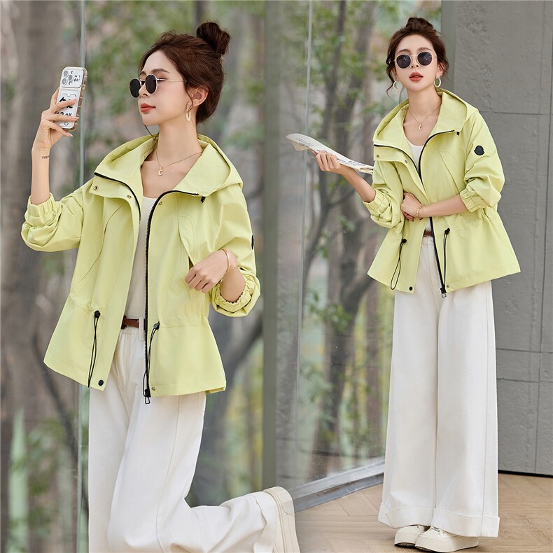 现货2026年春季休闲时尚收腰连帽外套，女装短外套，歌伊格美