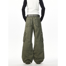 C315-XT073高品重磅洗褪100棉褶位拼接工装休闲裤棚拍(P65X118)2，男装休闲裤，电商C315