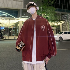 特批港风夜景个性印花时尚宽松反光条棒球领夹克TPF6051P60，男装夹克，电商A247
