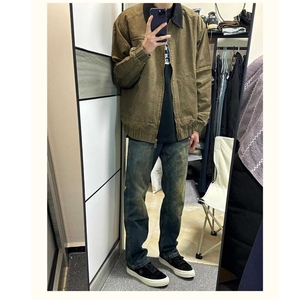 青少年宽松直筒长裤常规纽扣水洗中腰腰带日常抗菌潮阔腿裤