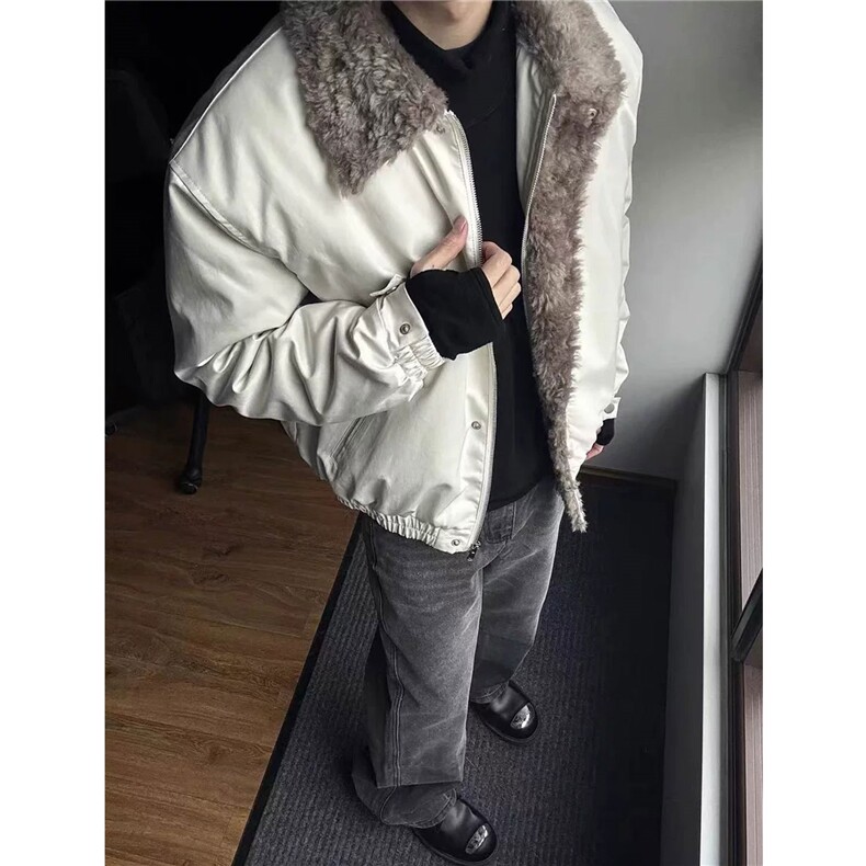 冬季美式高级感恒温暖绒毛领拼接棉服夹克保暖加厚 D517 特P90图片