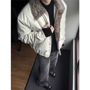 冬季美式高级感恒温暖绒毛领拼接棉服夹克保暖加厚 D517 特P90图片