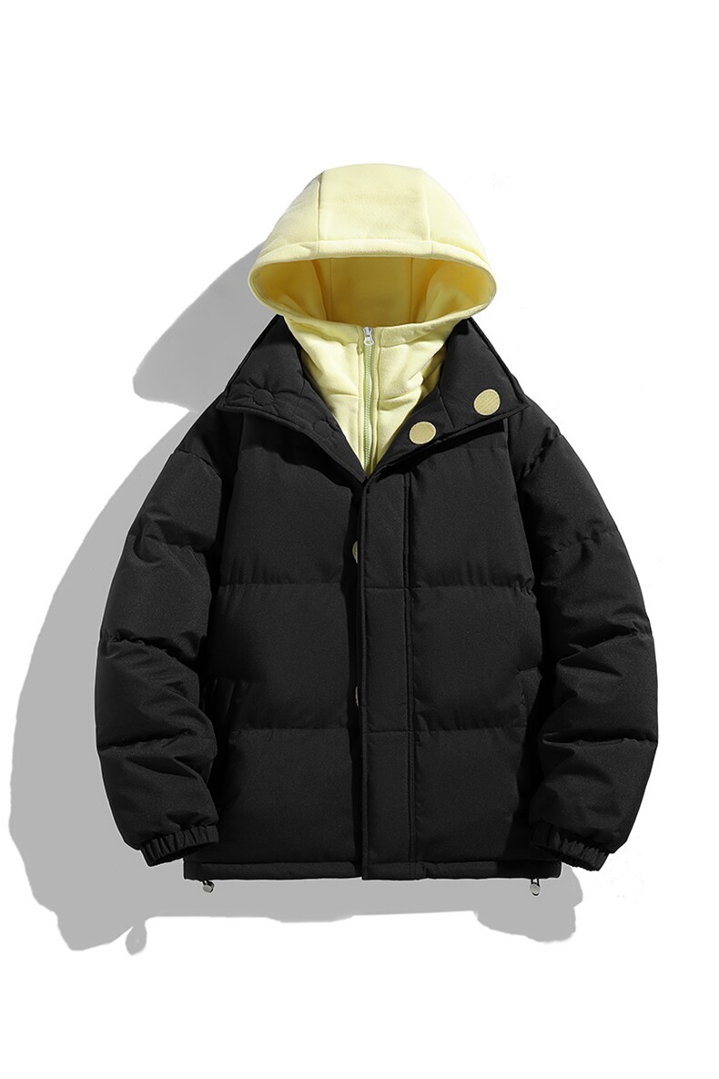 冬季青少年连帽假两件外套加绒加厚休闲简约棉衣棉服5303-P85,男装棉衣,电商B306