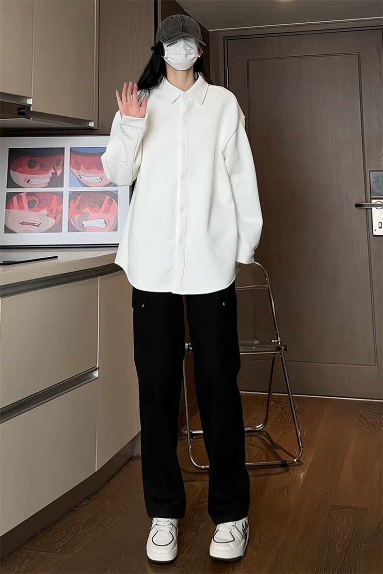 2025秋季新款女模内景大码翻领长袖衬衫M-5XHC23042-特P35,男装衬衫,电商A022