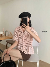 2025年夏季波点宽松精梳水洗很薄很舒适的纯棉小T，女装T恤，洛丽兰可