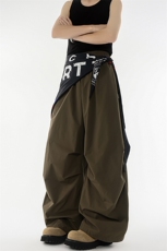 8XL-M美式复古撞色屁帘工装伞兵裤男褶皱设计感宽松阔腿裤P68，男装休闲裤，电商D206-1