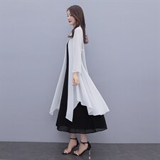 连衣裙披肩两件套夏季新款无袖裙外搭披肩雪纺衫，女装连衣裙，秀美人生