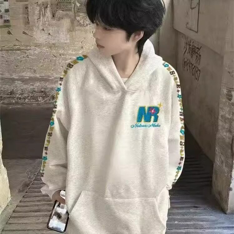 刺绣连帽卫衣男女秋季情侣款宽松潮牌外套WY906P58,女装短外套,星座1013-5
