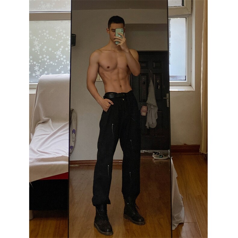 自家图，配马丁靴的裤子男款秋冬漆点牛仔裤-KZA36-P55,男装牛仔裤,星座1007（原301D）