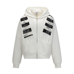 华棉复合贴布开衫卫衣白色黑色情侣款卫衣外套百搭潮，女装短外套，星座302B-3