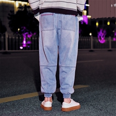 K61春秋新款港风潮流工装全棉牛仔裤男士小脚束脚裤潮大码休闲裤，男装牛仔裤，星座115A(原星座507）