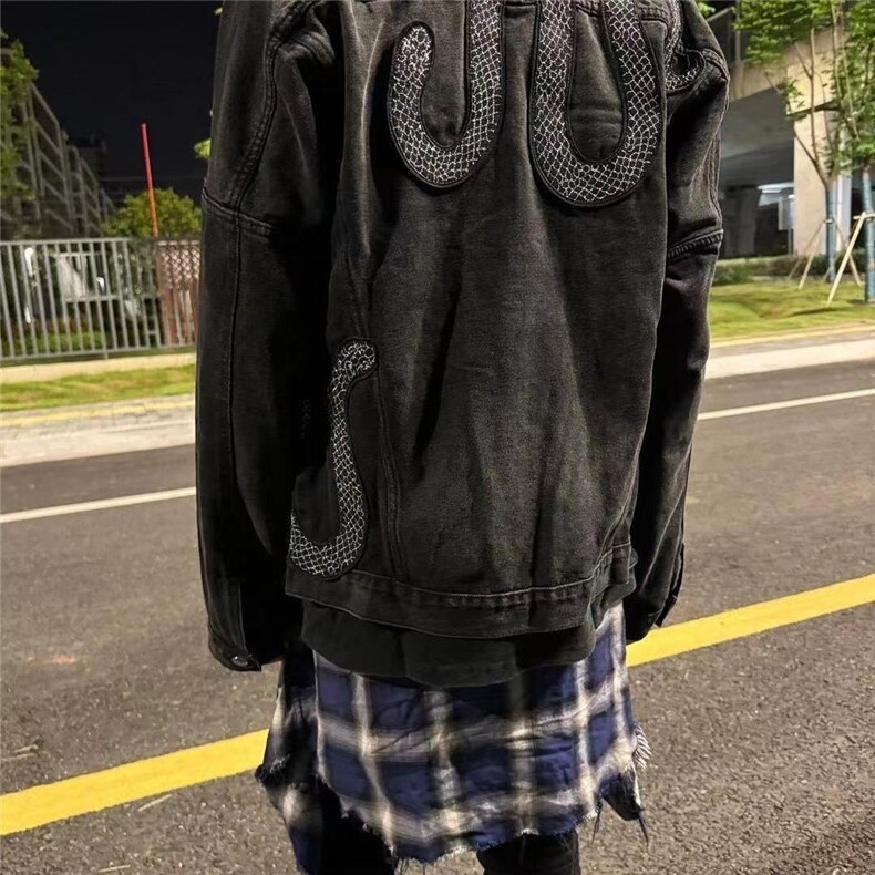 高级感夹克男士韩版潮牌显瘦新款精神小伙痞帅炸街牛仔外套,男装工装外套,星座601-1