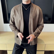 秋季新款老钱商务男无领外套英伦修身无扣开衫夹克JK33P95，男装夹克，电商B276A