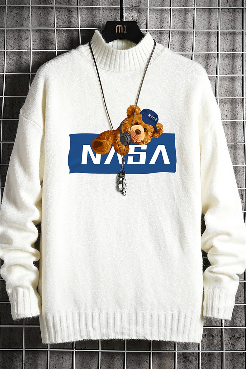 NASA半高领毛衣大码针织衫男毛线衣男网格M18247-P45加绒款-P65,男装针织衫/毛衣,电商A040A