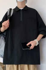 C6025/P35夏款2023新港风纯色弹力衬衣短袖大码宽松衬衫上衣控58，男装衬衫，电商A141