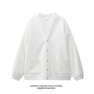 M-6XL 提花秋季新款大码开衫卫衣XZ109-W02043-P55图片