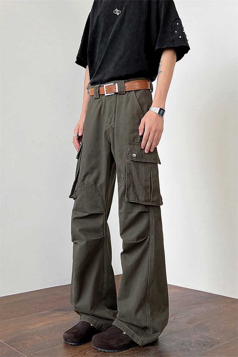 美式牛仔裤复古直筒vibe高街伞兵打褶工装裤男C7119-TP4579,男装牛仔裤,电商A102