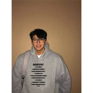 潮牌美式灰色连帽卫衣潮流男2025春秋季长袖外套WY3306图片