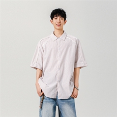 【现货】夏季新款美式潮牌条纹宽松透气翻领衬衣CY06015-TP35控58，男装衬衫，星座1004（原星座815-3）