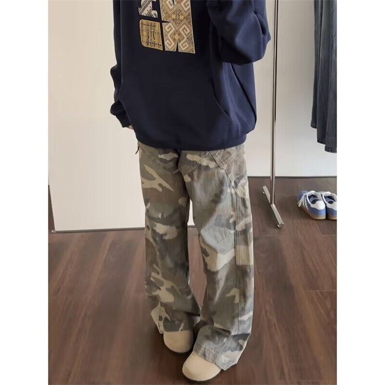 DA618-P60美式复古迷彩裤子男工装裤潮牌直筒长裤男潮-网图现货,男装牛仔裤,星座603-2