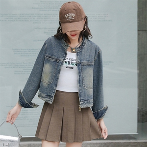 高级感气质牛仔短外套女春秋新款小个子宽松百搭复古长袖夹克上衣图片