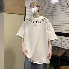 ins潮牌宽松休闲T恤男生新款哥特字母印花短袖JK23234-p35-控48，男装T恤，星座605(原A050)