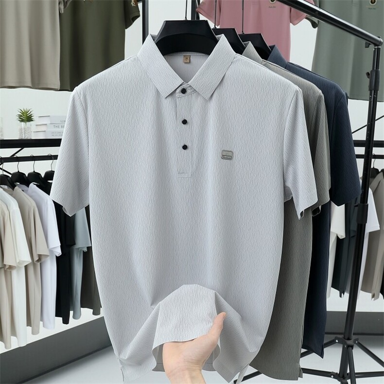 夏季男款冰丝透气polo衫短袖上衣百搭休闲纯色商务风男装,男装T恤,钱塘6003（原4033）