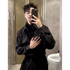 潮流薄款长袖翻领禁欲系那不勒斯白色衬衫男设计感宽松型CA07，男装衬衫，星座1116A（原606A-3）