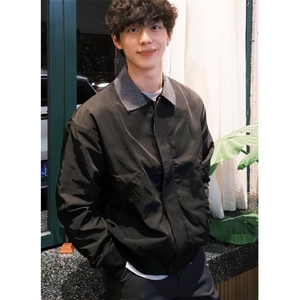美式假两件拼接休闲短款夹克秋冬宽松外套上衣男女潮JYF36,劲霸男装夹克怎么搭配图片