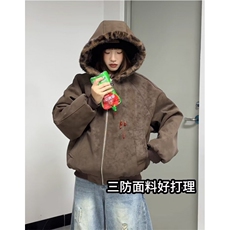 2025新款美式两面穿座山雕毛领保暖棉服男女冬季cleanfit工装外套，男装棉衣，星座601-1