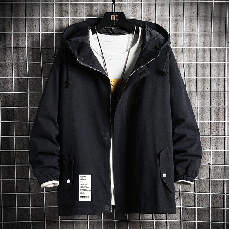 JK41045-P85 加棉款-P115 纯棉连帽夹克男士大码工装夹克男 网格图片